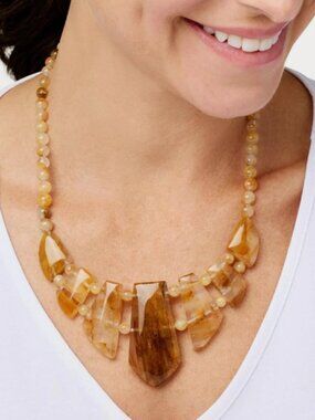 18" Madagascar Yellow Quartz Stones Necklace by Jay King